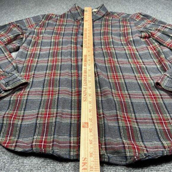 LL Bean Men's Shirt Grey Stewart Plaid Flannel Cotton Traditional Fit M-REG - Picture 9 of 9